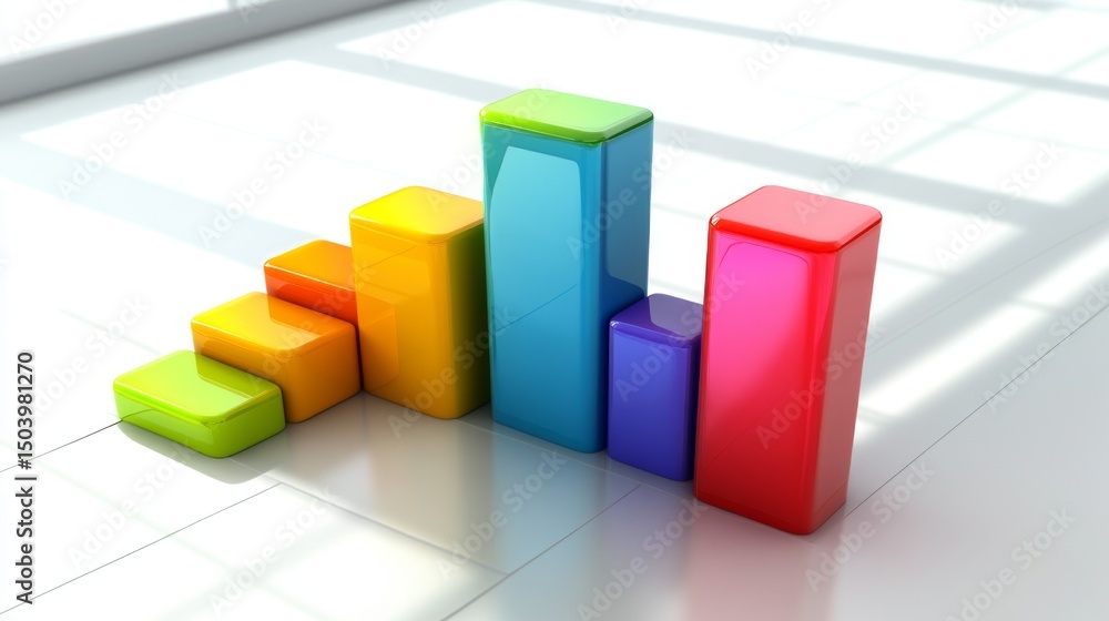 Aufkleber close-up of a colorful business graph with bars and lines, displaying financial growth and market tr