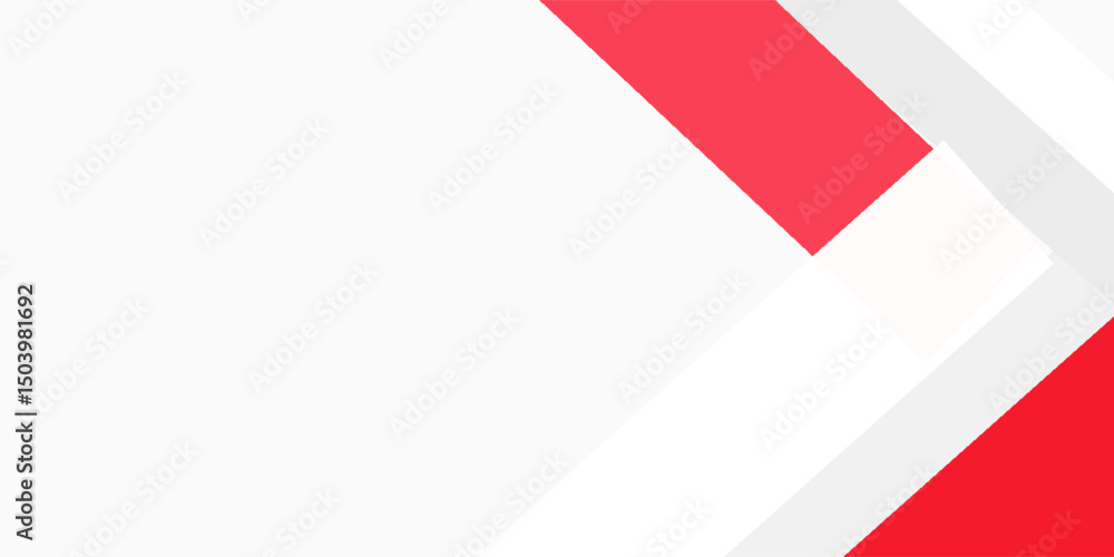 Poster abstract red and white background with geometric shape overlap layers. modern banner template design