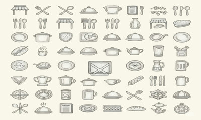 restaurent related vector icon set 