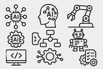 Black and white vector icon set