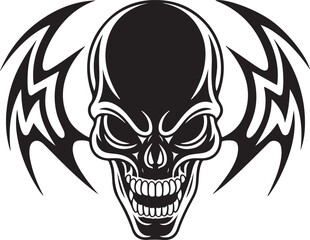 Obraz premium Flaming Demon Skull silhouette Vector – Fierce Screaming Skull Tattoo Illustration | Flaming Skull Illustration Showcasing Bold Design and Fierce Energy Vibes