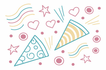 Happy birthday vector illustration seamless pattern with cake, heart, flower, and cute bird design