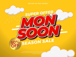 Monsoon sale banner vector template. promotion sale concept illustration design