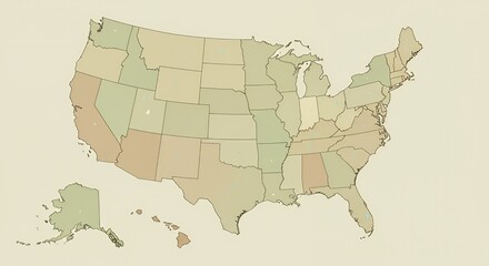 Obraz premium Vintage Map of the United States: A Retro Geographical Representation