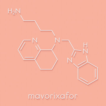 Mavorixafor WHIM syndrome drug molecule. Skeletal formula.