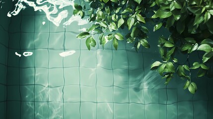 Underwater pool tile texture with moving reflections, great for luxury visuals, resort promotions, and calm aqua aesthetics.