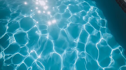 Underwater pool tile texture with moving reflections, great for luxury visuals, resort promotions, and calm aqua aesthetics.