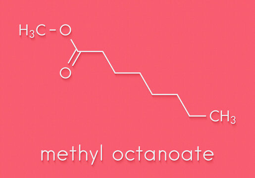 Methyl octanoate insect attractant and pesticide molecule. Skeletal formula.