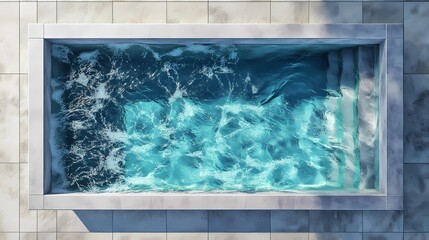 Underwater pool tile texture with moving reflections, great for luxury visuals, resort promotions, and calm aqua aesthetics.