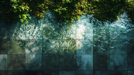 Underwater pool tile texture with moving reflections, great for luxury visuals, resort promotions, and calm aqua aesthetics.