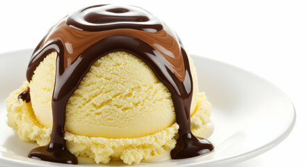 Vanilla Ice Cream with Chocolate Sauce