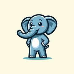 Unique Vector Illustration of Cute Baby Elephant Mascot Cartoon Character Friendly Happy Wild Animal Logo Adorable Icon for Jungle Safari Zoo Wildlife Creative Brand Entertainment Business Project
