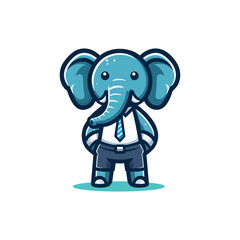 Smiling Cute Elephant Mascot Character Vector Logo Art Friendly Cartoon Adorable Animal Icon Happy Baby with Big Ears and Trunk for Branding Project Commercial Entertainment Marketing Illustration