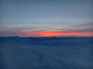 sunset in winter place