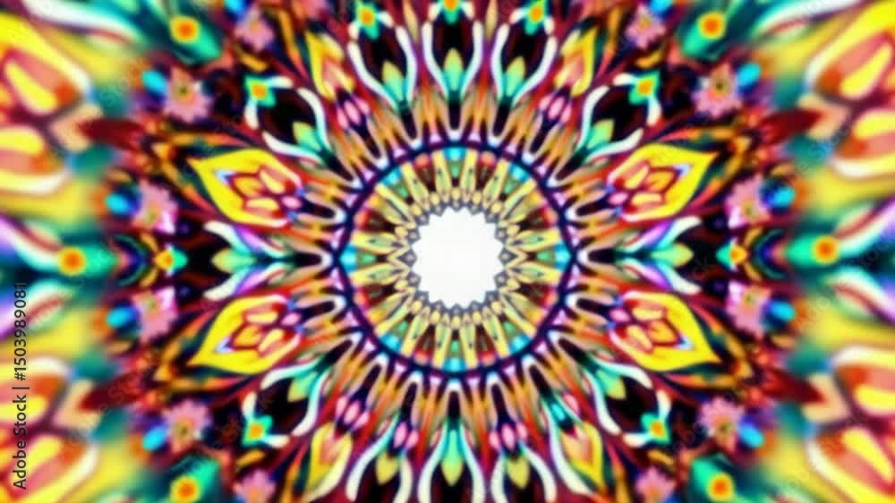 Poster 3d kaleidoscope mandala abstract background of trippy art psychedelic trance to open third eye with 