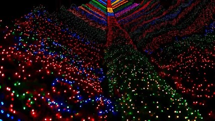 Colorful Christmas lights, layered in patterns - Powered by Adobe