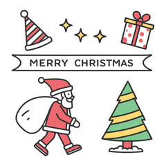 Christmas card with Santa Claus silhouette