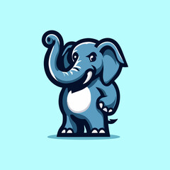 Modern Adorable Elephant Mascot Vector Design for Animal Logo T Shirt Jungle Baby Wildlife Cartoon Character Icon Friendly Cute Digital Art Playful Safari Illustration Flat Creative Fauna Symbol