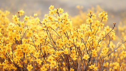 A field of vibrant yellow flowers in full bloom.