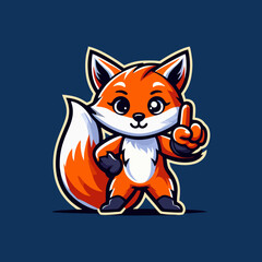 Obraz premium Adorable Cartoon Fox Mascot Animal Vector Illustration Character with Cute Clever Expression Furry Tail Wild Nature Predator Concept for Emblem Logo Branding Modern Sharp Forest Wildlife Artwork
