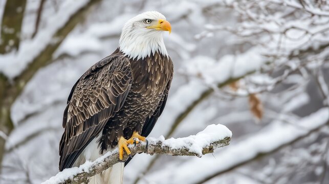 Majestic american bald eagle soaring in blue sky with outstretched wings, symbol of freedom and strength in nature wildlife scene featuring sharp eyes and striking white head feathers