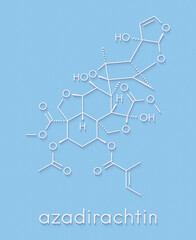 Azadirachtin neem tree insecticide molecule. Skeletal formula.