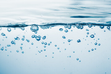 Close up water. Many bubbles in water close up, abstract water wave with bubbles...