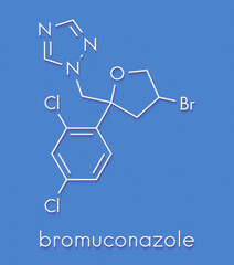 Bromuconazole systemic triazole fungicide molecule. Skeletal formula.
