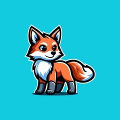 Fototapeta premium Creative Cute Fox Mascot Cartoon Vector Character Illustration with Orange Furry Clever Animal Face Adorable Icon Logo Emblem Design Modern Wild Predator Fantasy Beast Nature Wildlife Graphic Image
