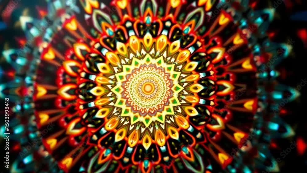 Aufkleber 3d kaleidoscope mandala abstract background of trippy art psychedelic trance to open third eye with 
