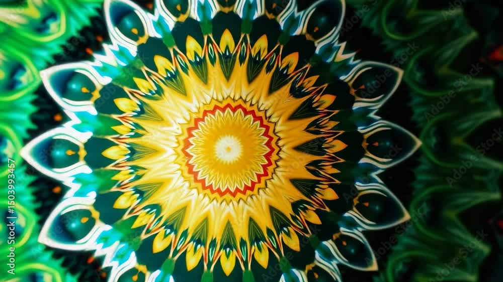 Poster 3d kaleidoscope mandala abstract background of trippy art psychedelic trance to open third eye with 