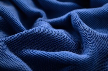 Naklejka premium Close-up of navy blue dobby textile background,