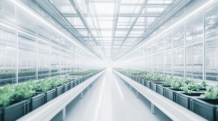 Naklejka premium Modern hydroponic greenhouse interior