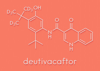 Deutivacaftor cystic fibrosis drug molecule. Skeletal formula.
