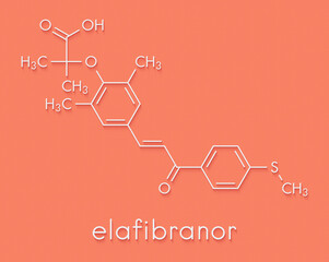 Elafibranor drug molecule. Skeletal formula.