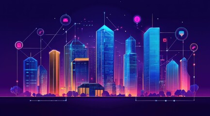 Futuristic cityscape network