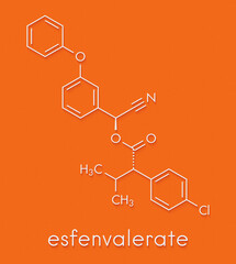 Esfenvalerate insecticide molecule. Skeletal formula.