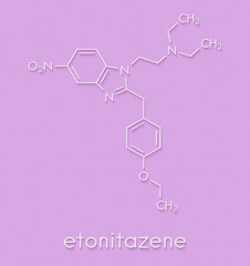 Etonitazene synthetic opioid drug molecule. Skeletal formula.
