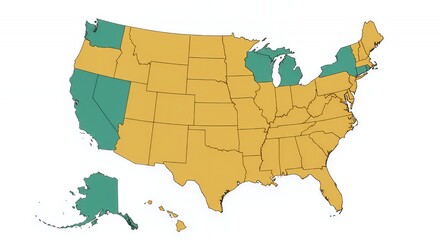 Obraz premium US States Map: Legal Marijuana