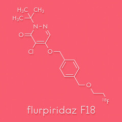 Flurpiridaz (18F) radiopharmaceutical drug molecule. Skeletal formula.