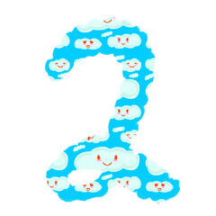 vector illustration of an abstract cloud background with numbers two