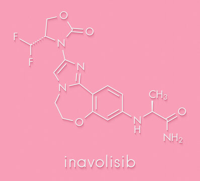 Inavolisib  cancer drug molecule. Skeletal formula.