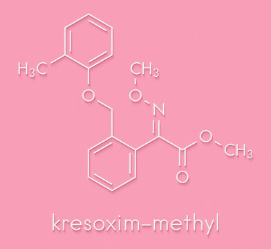 Kresoxim-methyl fungicide molecule. Skeletal formula.