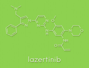 Lazertinib cancer drug molecule. Skeletal formula.