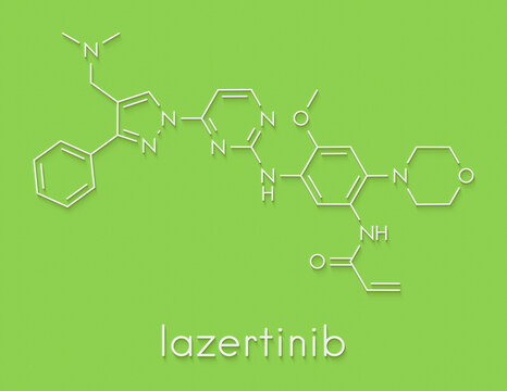 Lazertinib cancer drug molecule. Skeletal formula.
