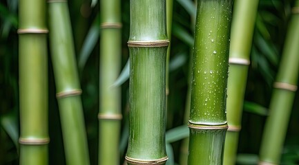 Obraz premium Close-up of vibrant green bamboo stalks
