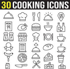 Food and drink icons set. Pixel perfect, Food Delivery, Bread, Vegetarian Food, Asian Food, Dessert For Mobile and Web, Editable Stroke, cooking food, restaurant line icons set