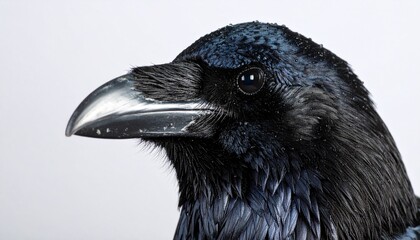 Fototapeta premium Head of raven macro shots, in white background