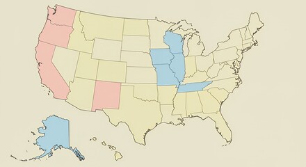 Obraz premium US Map: Regional Division Illustrative
