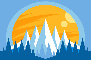 golden sunrise cresting over icy ridges and 